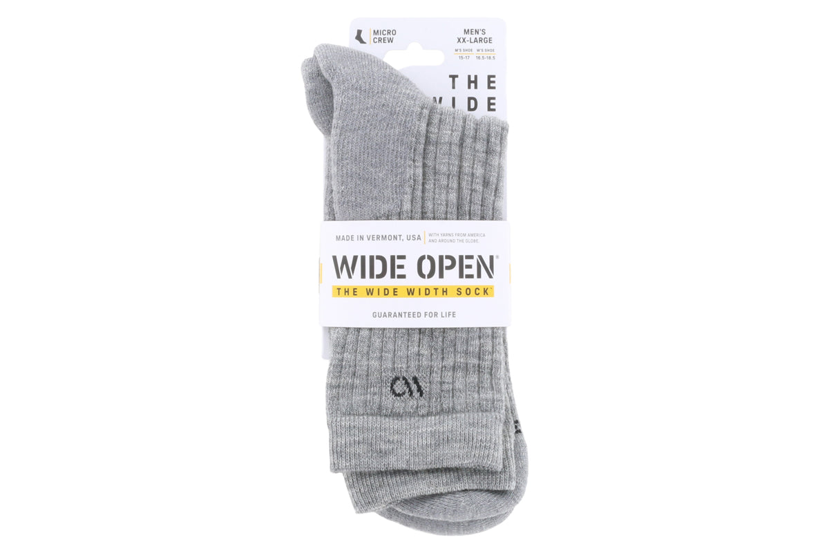 Wide Open Micro Crew Sock Grey
