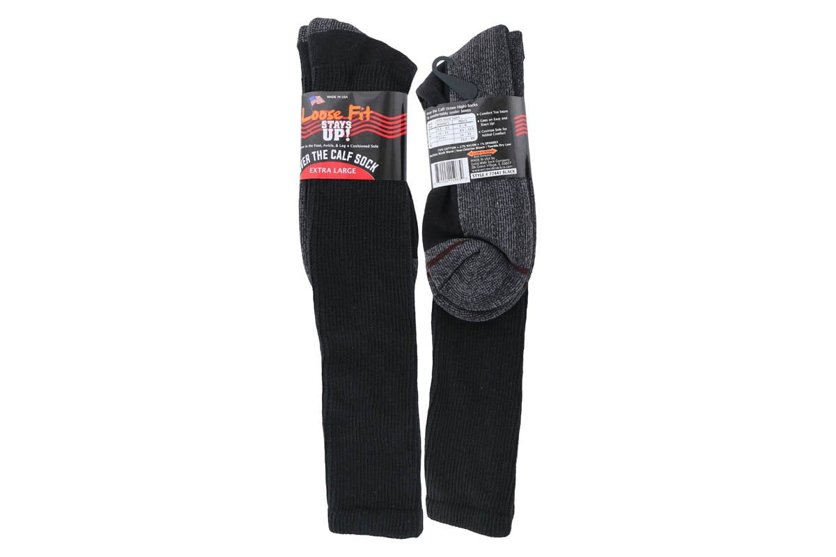 Loose Fit Stays Up Over The Calf Athletic Socks Black / Medium